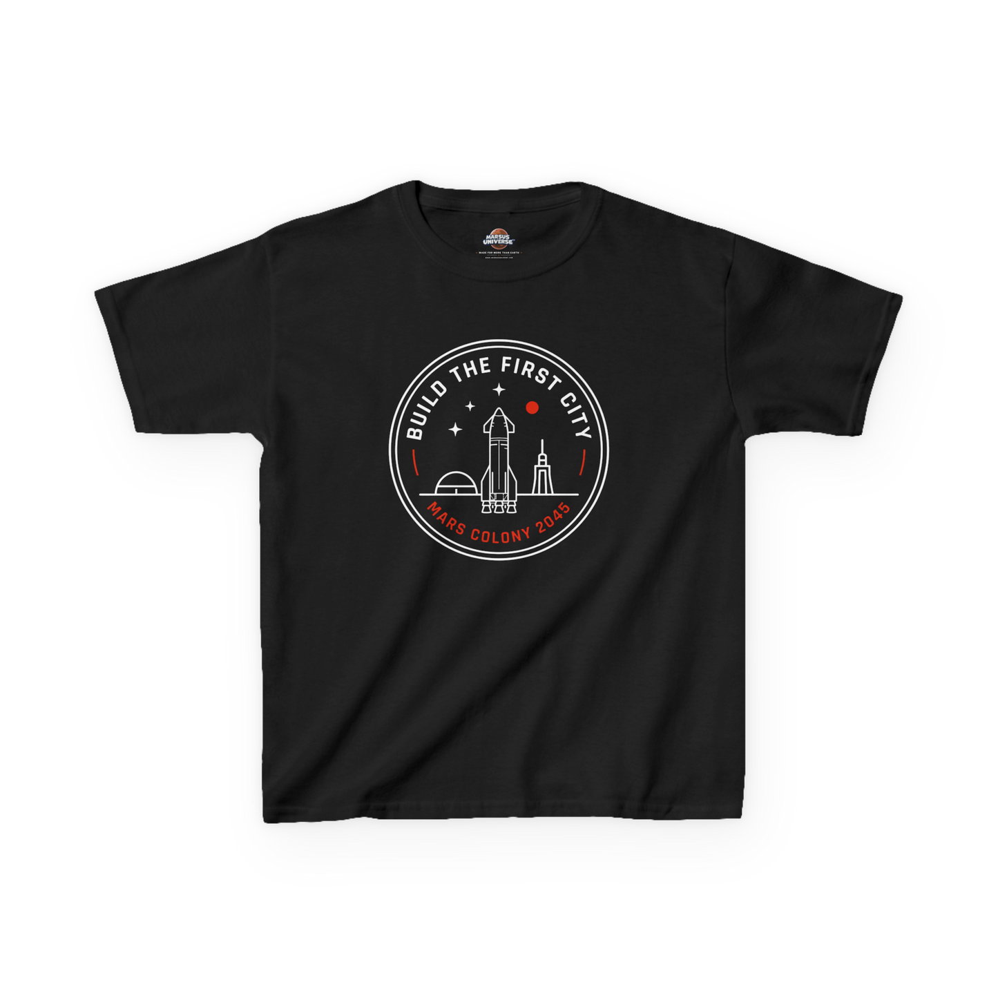 BUILD THE FIRST CITY Youth T-Shirt | Marsus Universe 🏙️